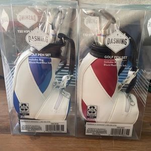 Desktop pen set black/red/blue pens with golf bag!